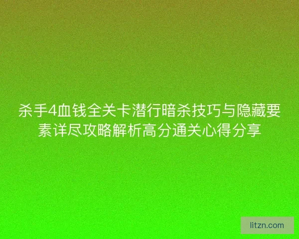 杀手4血钱全关卡潜行暗杀技巧与隐藏要素详尽攻略解析高分通关心得分享